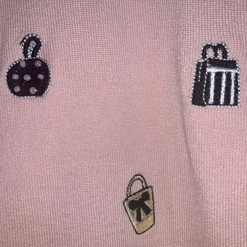 Pink Ruffle Cardigan With Embroidered Purses Size XL - Picture 6 of 7